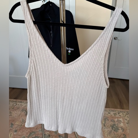 Rusty Ribbed V-Neck Tank Top - Cream - Picture 1 of 3